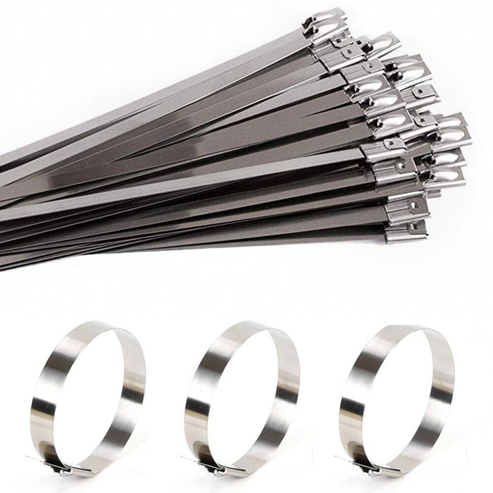20PC Stainless Steel Cable Ties Zip Strap Locking Wrap 150-300mm SS304 Grade AUS