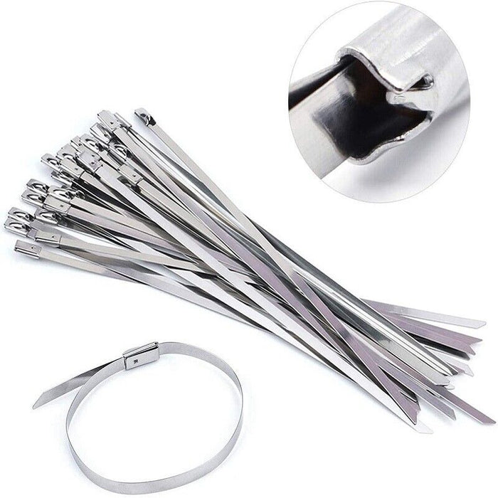 20PC Stainless Steel Cable Ties Zip Strap Locking Wrap 150-300mm SS304 Grade AUS
