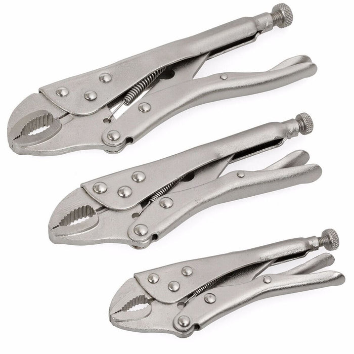 FORCE PRO 3PCS Vise-Grip Curved Jaw Locking Pliers Set :5”, 7”, 10 AU STOCK