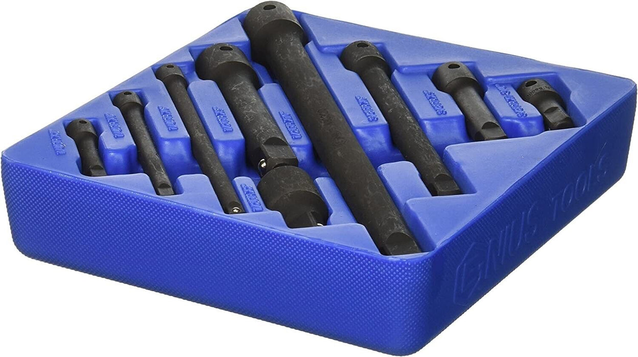 Genius TOOLS 9 Piece 1/4" 3/8" & 1/2" Drive Wobble Bar Extension Socket Set