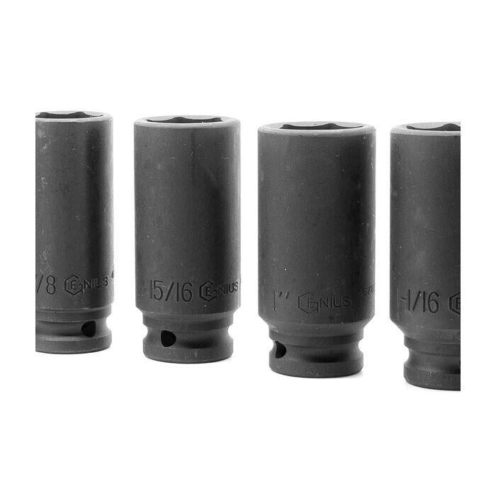 Genius Tools 13-Piece SAE Deep Impact Socket Set – 1/2” Drive, CR-Mo Steel, Lifetime Warranty