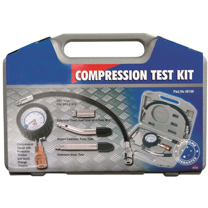 T&E Tools 5 Piece Professional Compression Tester  Made in Taiwan 0 - 300 psi