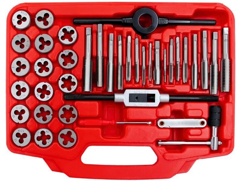 T&E Tools 40PC Tap And Die Set SAE METRIC W/Storage Case Tapping Thread Cutting