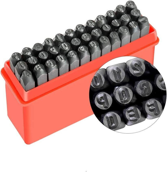 T&E Tools 36Pc Letter Number Punch Set Hardened Ball Bearing Marking 4/5/6mm