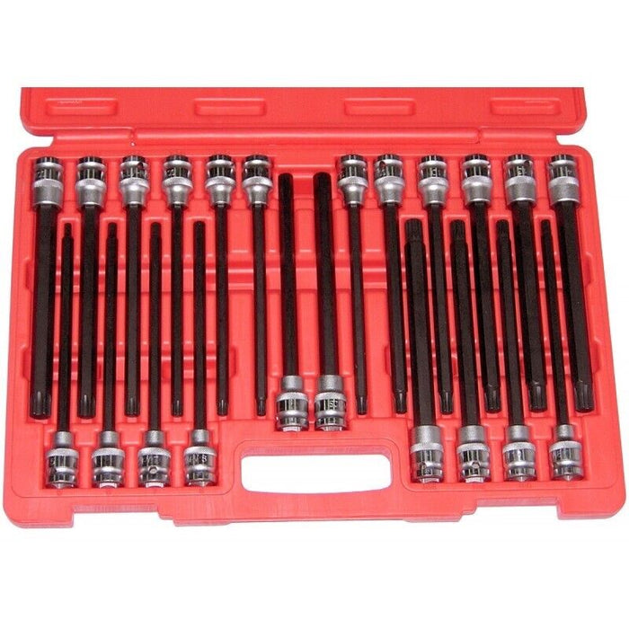 T&E 30Pcs 1/2"Dr. Metric In-Hex Bit Socket Set 55, 100, 140, 200mm 1/2"Dr. SAE