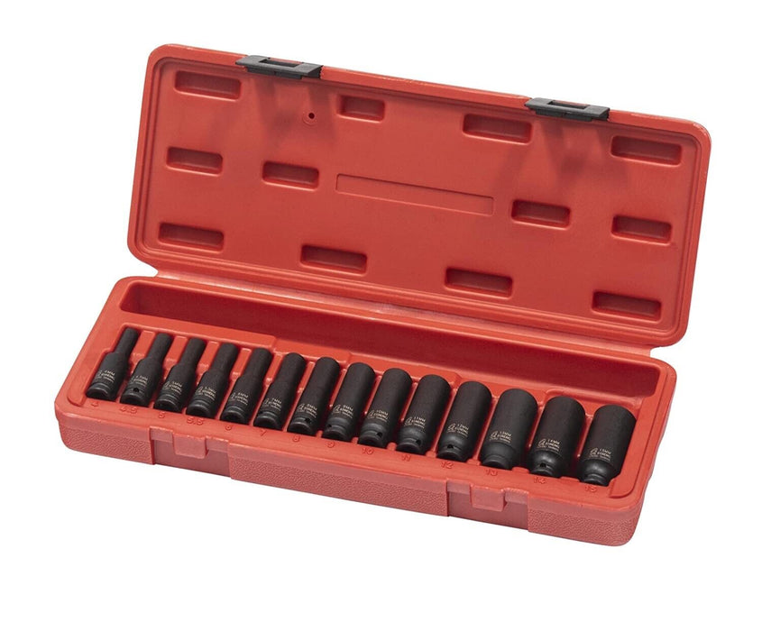 T&E tools Metric 6 Point Deep Impact Socket 14 Piece Set Made in Taiwan 10-32mm