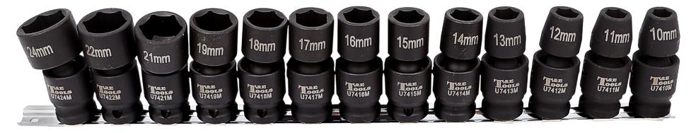 T&E Tools Metric Universal Impact Socket 13Pc. 1/2"Drive Set Made in Taiwan