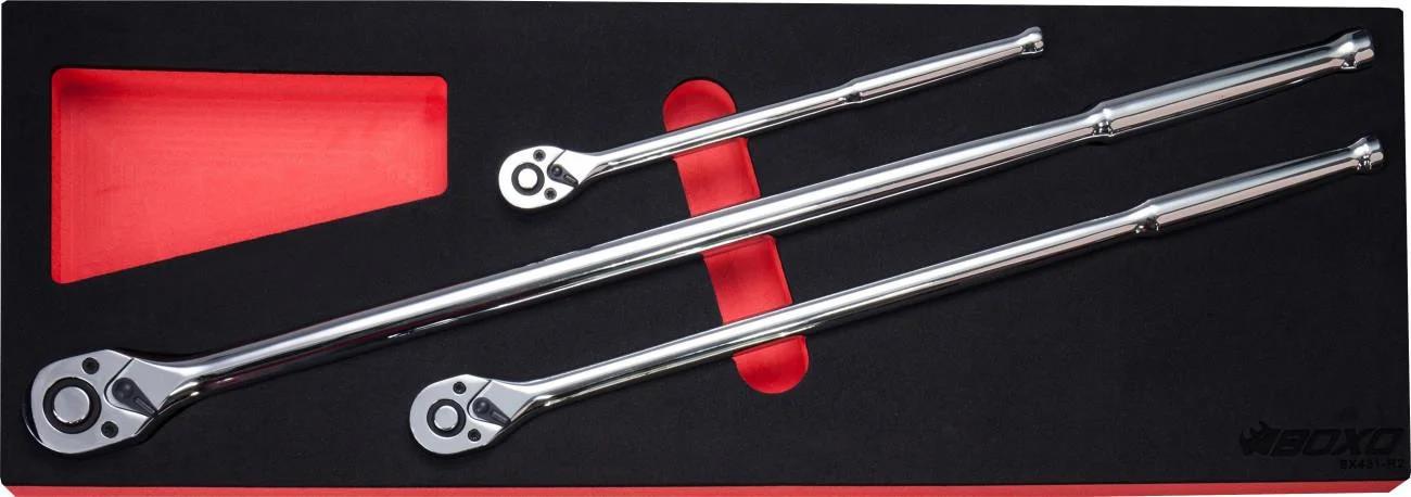 T&E Tools 3Pc Super Fine Extra Long Handle Heavy Duty Ratchet Set Made in Taiwan