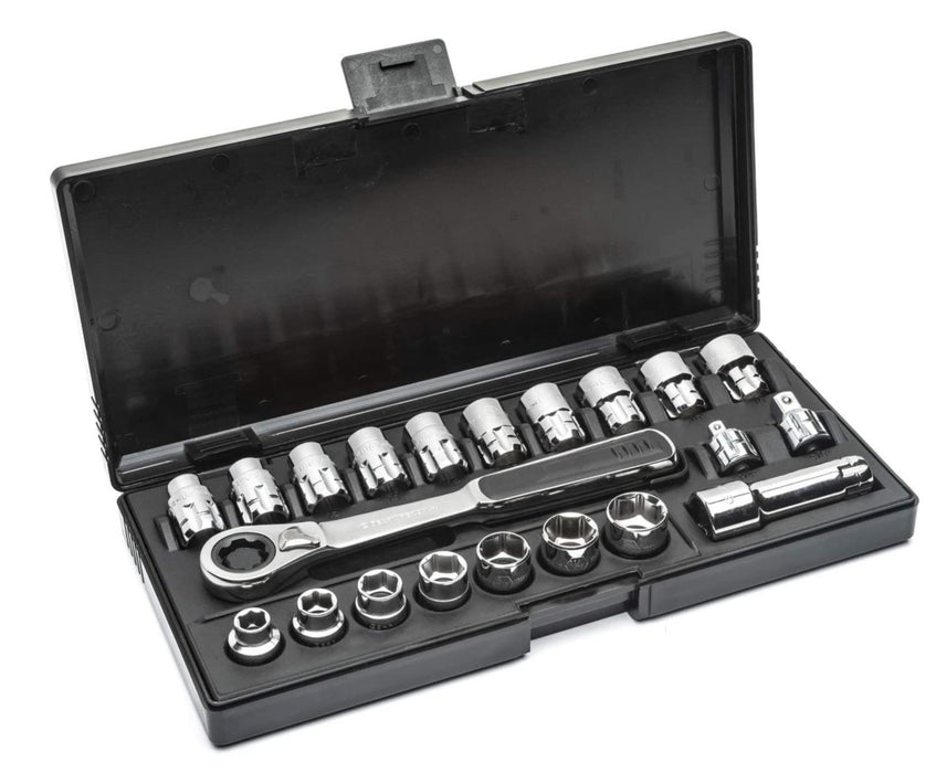 T&E Tools 16 Piece 13mm Hollow Dr Metric Gear-Ratchet Socket Set Made in Taiwan