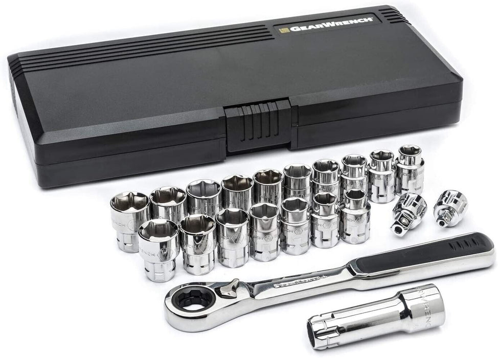 T&E Tools 16 Piece 13mm Hollow Dr Metric Gear-Ratchet Socket Set Made in Taiwan