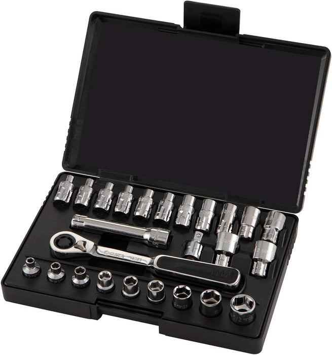 T&E Tools25 Piece 13mm Hollow Drive SAE & Metric Gear-Ratchet Socket Set