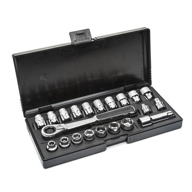 T&E Tools25 Piece 13mm Hollow Drive SAE & Metric Gear-Ratchet Socket Set