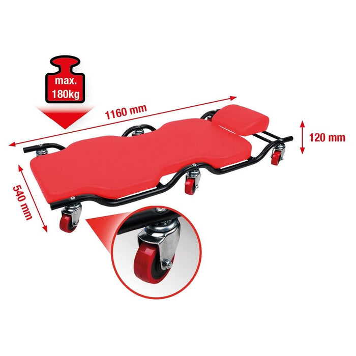 T& E Tools Folding Creeper Mechanic Stool Seat Garage Repair Trolley Workshop