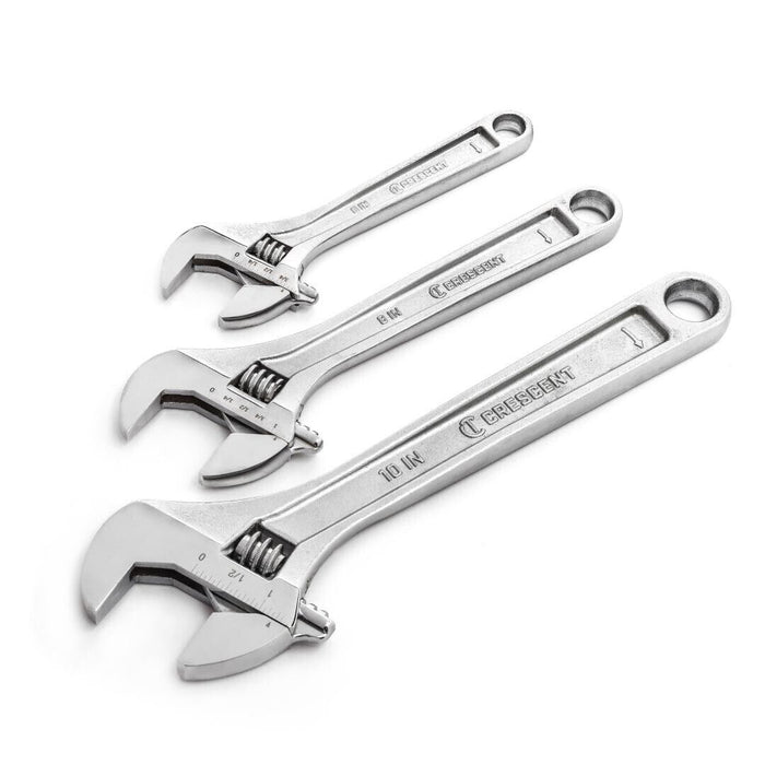 6-8-10" 3pc Adjustable Wrench Shifter Wide Open Jaw w Hex Spanner Life Warranty