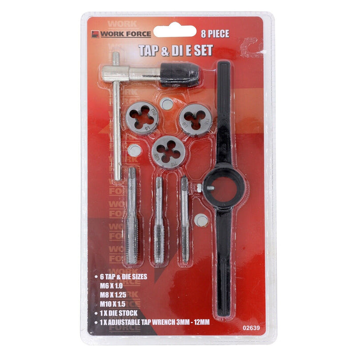 FORCE PRO 8PCs Metric Tap and Die Set Screw Thread Drill Kit   M6-M10