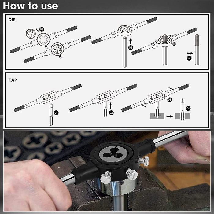 FORCE PRO 8PCs Metric Tap and Die Set Screw Thread Drill Kit   M6-M10