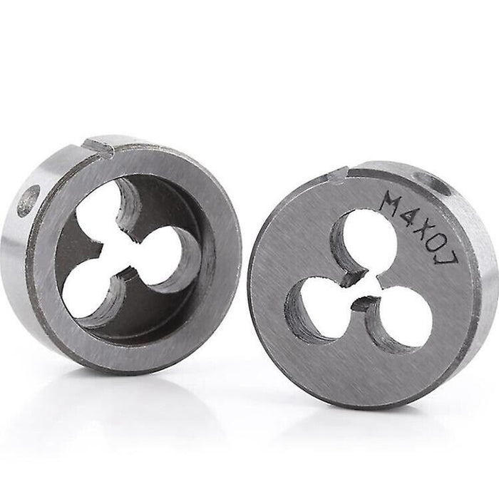 FORCE 6PC Metric Round Button Die Set with Stock Thread Cutter Driver Taps Dies