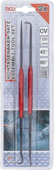 FORCE PRO  2pce 45 & 90 degree straight O-RING HOOK / PICK & SCRIBE SET 220mmL - FISHER DISCOUNT