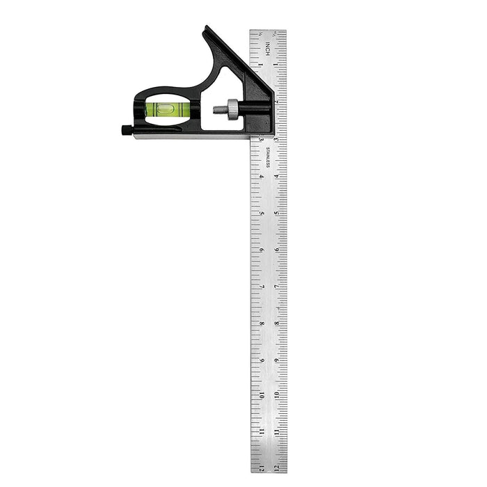 12Inch 300mm Combination Square Spirit Level Angle Finder Stainless Steel Ruler