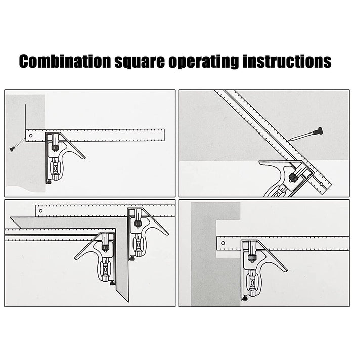 12Inch 300mm Combination Square Spirit Level Angle Finder Stainless Steel Ruler