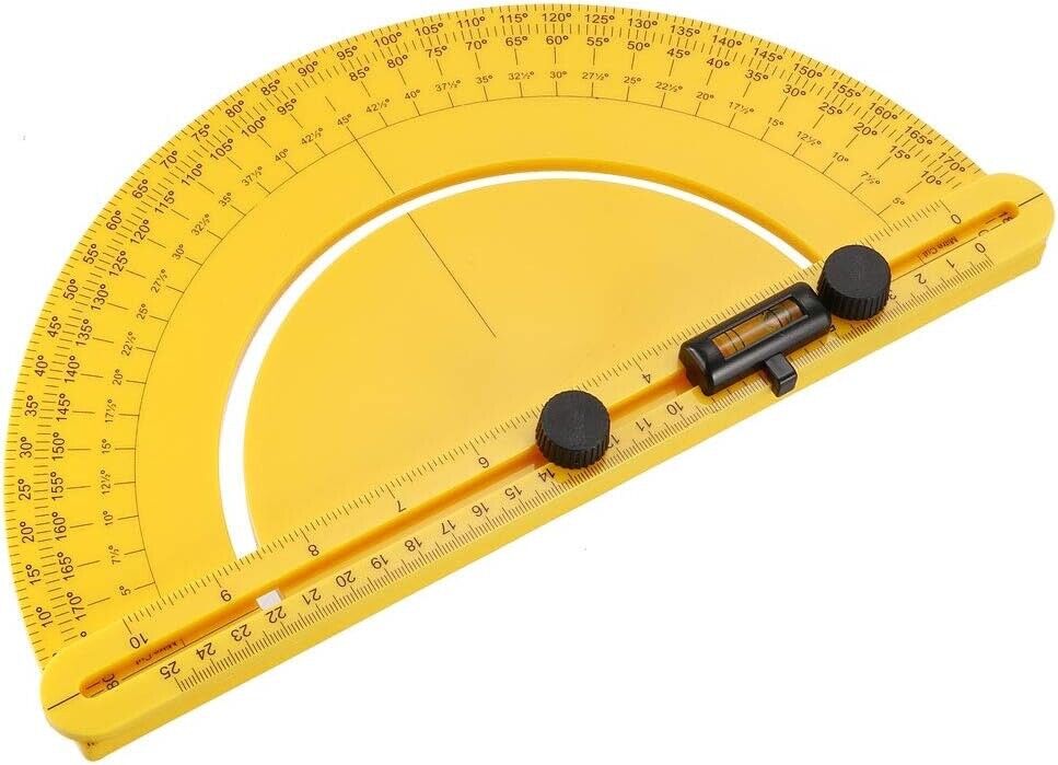 Protractor Angle Finder 0-180° Round Head with 250mm 10inch Arm Measuring Ruler