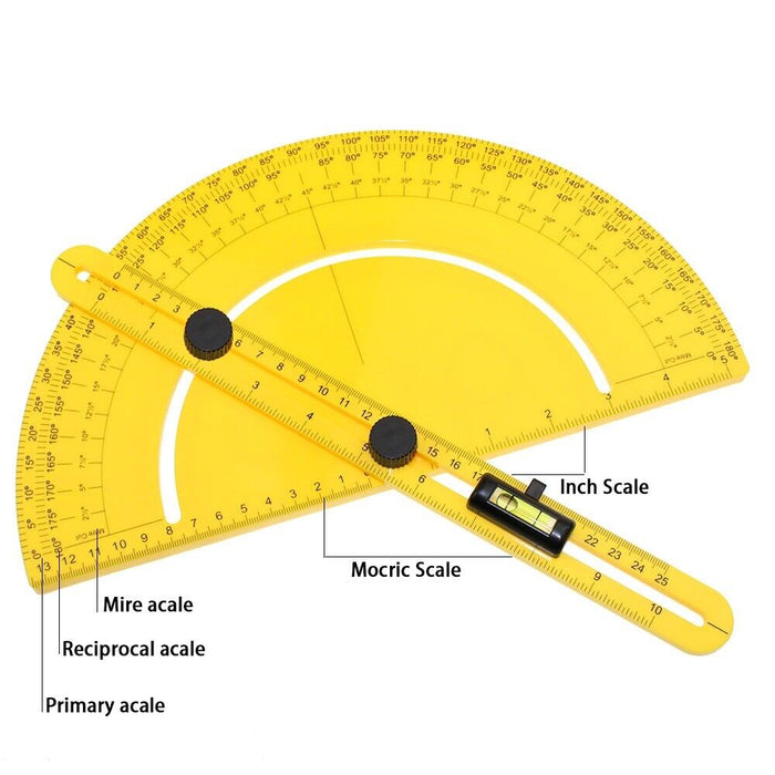 Protractor Angle Finder 0-180° Round Head with 250mm 10inch Arm Measuring Ruler