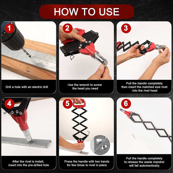 Lazy Tongue Riveter Hand Rivet Gun 32'' Rivet Pop Heavy Duty Tong Sheet Metal