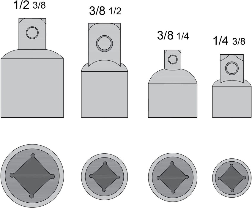 FORCE PRO 5PC Socket Adapter Set Impact Wrench Socket Kit 1/4 3/8 1/2 To 3/4