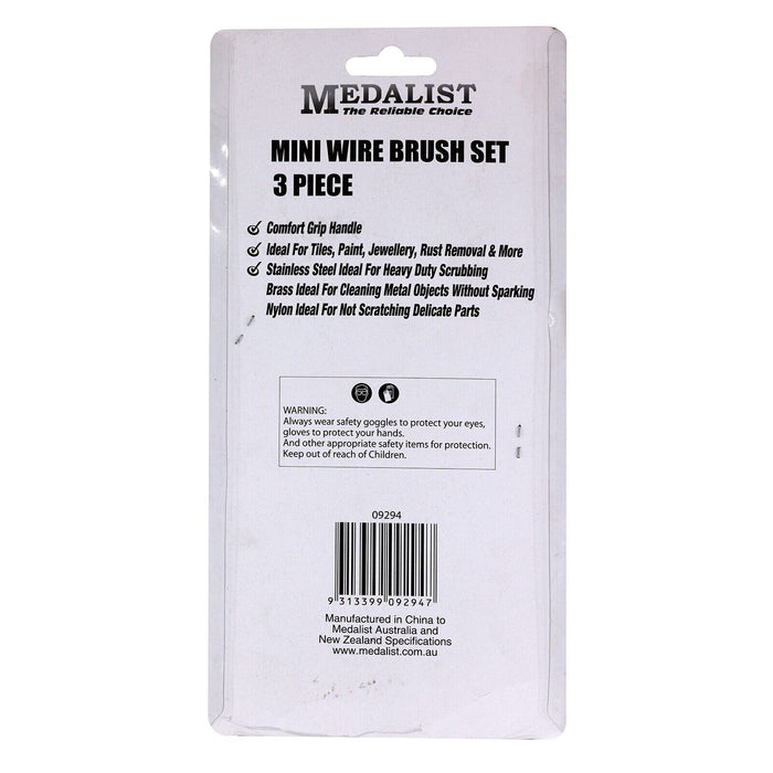 3 Pieces Wire Brush Set Stainless Brass Nylon Machine Scooter Welding Slag Rust