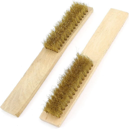 3Pcs Brass WIRE BRUSH wood handle PART CLEANING BRASS BRUSH  4Row - FISHER DISCOUNT