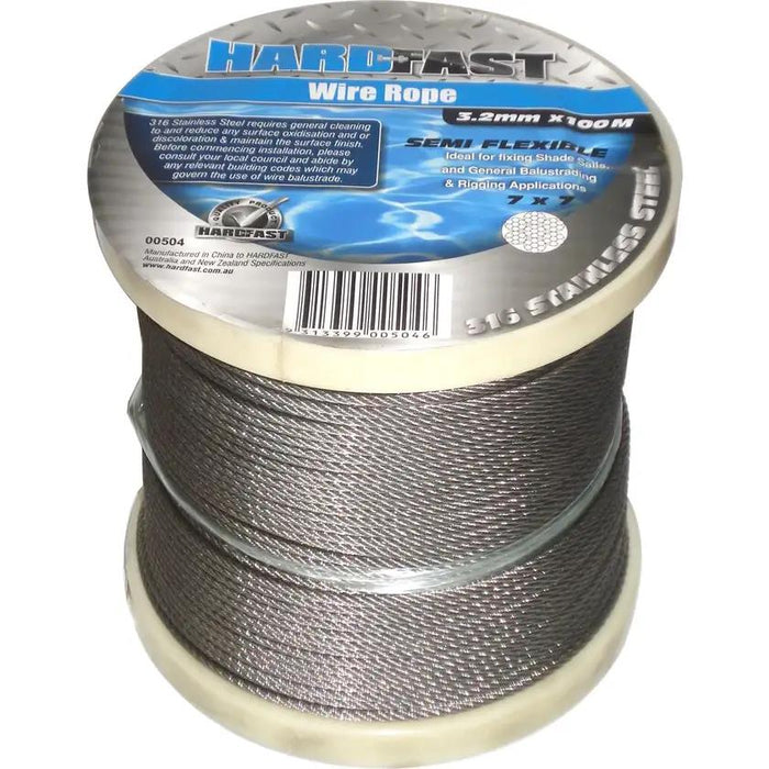 Stainless Steel Wire Rope 3.2mm 7x19 10/30/100/305M G316 marine grade Shade Sail