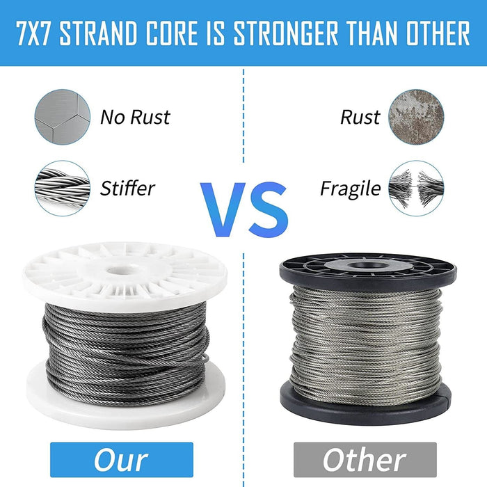 Stainless Steel Wire Rope 3.2mm 7x19 10/30/100/305M G316 marine grade Shade Sail