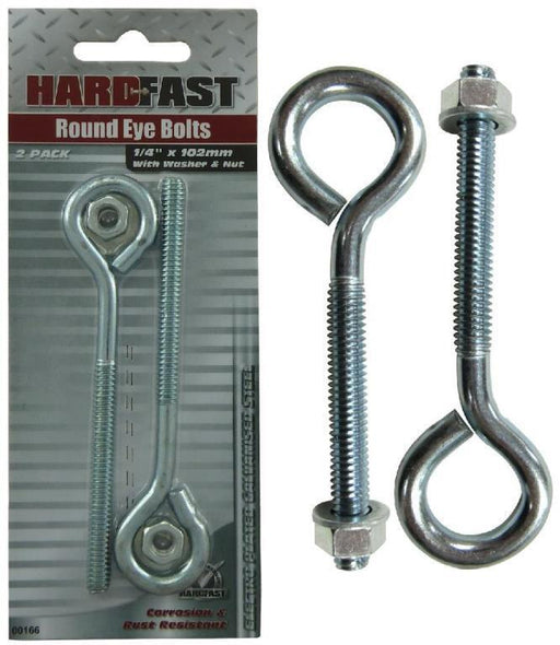 Heavy Duty GALV Eye Bolt 3/16 1/4 5/16 3/8 1/2 x 64-305mmL Includes washer & nut - FISHER DISCOUNT