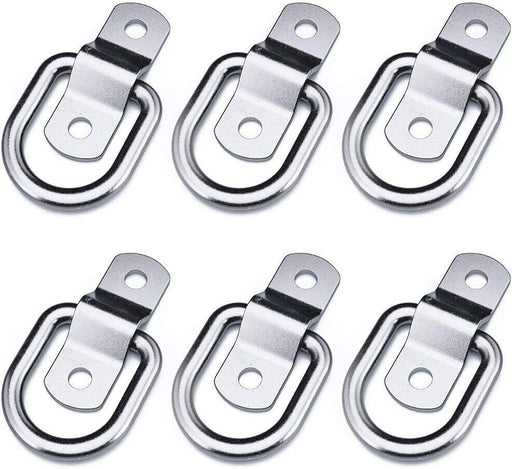 6PCS  Stainless Folding D Ring Tie Down Lashing Point Anchor Fixing Cleat Plate - FISHER DISCOUNT