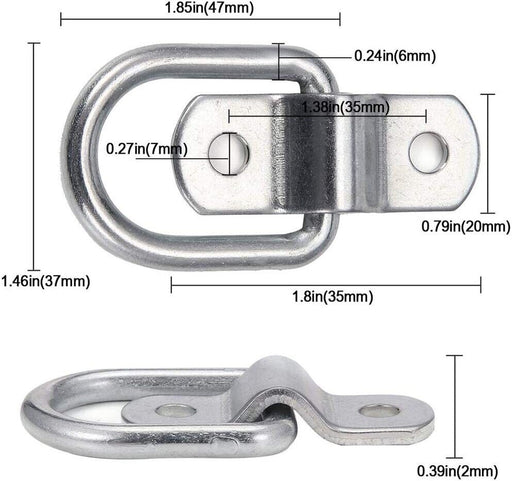 6PCS  Stainless Folding D Ring Tie Down Lashing Point Anchor Fixing Cleat Plate - FISHER DISCOUNT