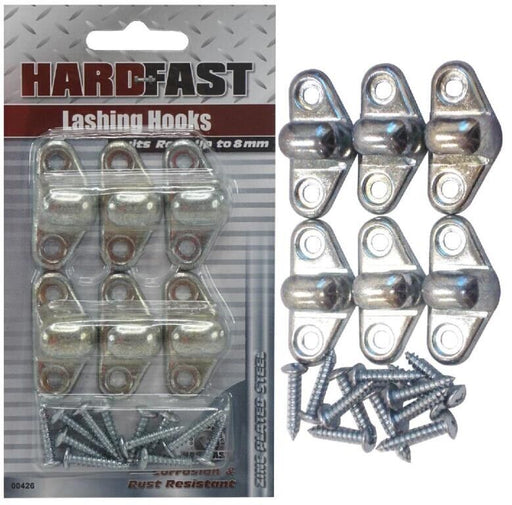 6PC ROPE 8mmZinc Lashing Hooks for Shockcord Bunji Rope Ute Marine Tonneau Tarp - FISHER DISCOUNT