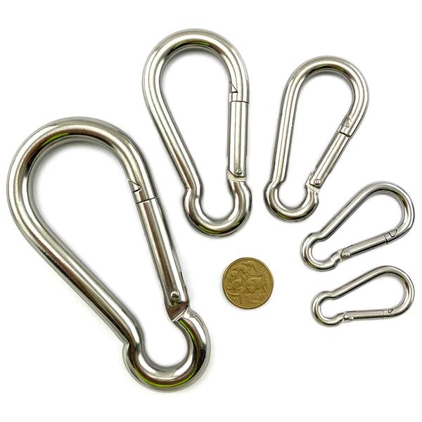 316 STAINLESS STEEL Snap Hook Clip Camping Climbing Lock Carabiner 5 6 8 10 mm