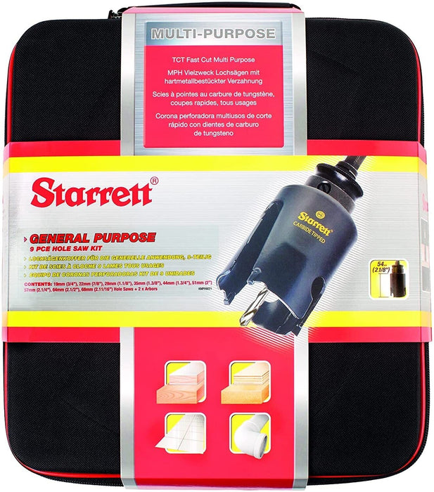 Starrett Deluxe Carbide Tipped Sheet Metal Hole Saw Set 19-83mm TCT arbors