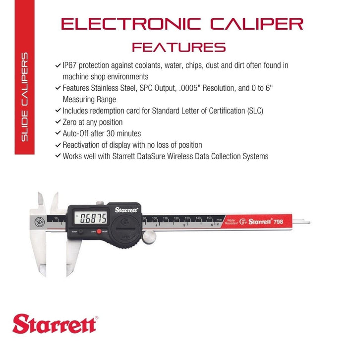 Starrett 150/200/300MM IP67 Electronic Digital Stainless Steel Calliper Made UK