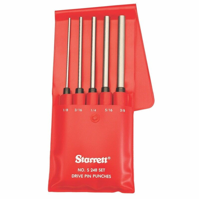 Starrett S248PC Steel Drive Pin Punch Set, 8" Length, 5 Punches MADE IN USA