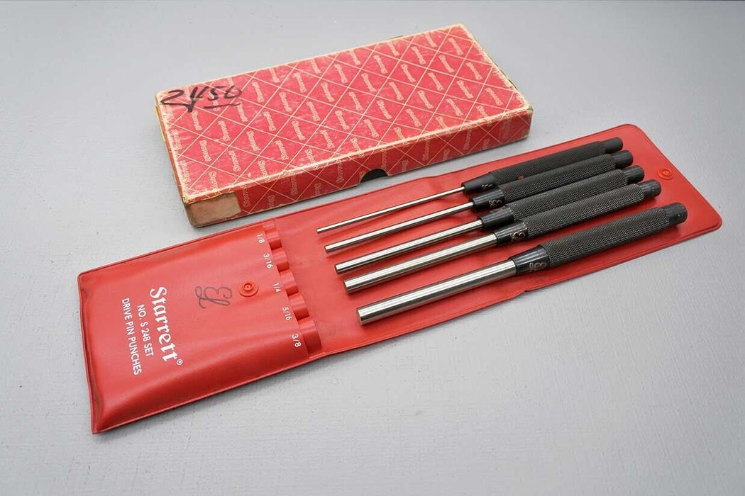 Starrett S248PC Steel Drive Pin Punch Set, 8" Length, 5 Punches MADE IN USA