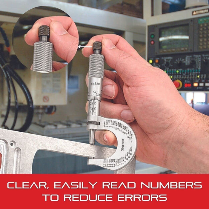 Starrett Outside Metric Micrometer Set 0-100mm / 0.01mm Carbide Faces Made USA