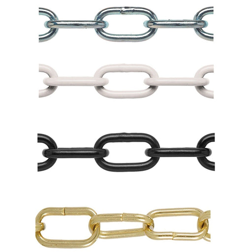 2x20mmx2.5M/Brass/Nickle Plated White/Black Round Genovese Chain Link AU STOCK - FISHER DISCOUNT
