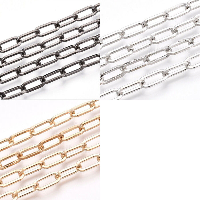 3.0mm x 35mm x 2.5m Copper/Black/Nickel Paperclip Chains Oval Link Cable Chains