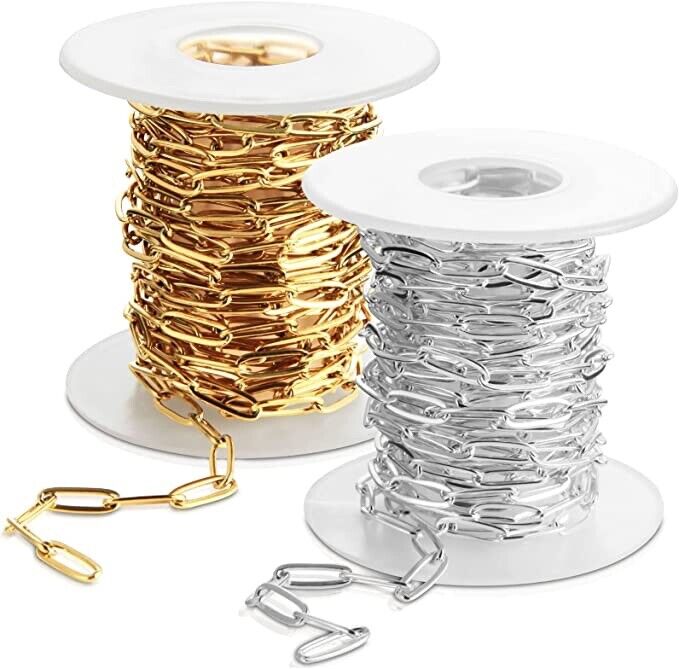 3.0mm x 35mm x 2.5m Copper/Black/Nickel Paperclip Chains Oval Link Cable Chains