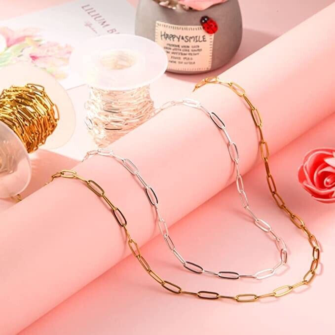 3.0mm x 35mm x 2.5m Copper/Black/Nickel Paperclip Chains Oval Link Cable Chains