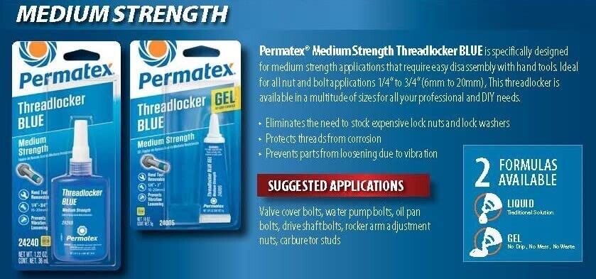 Permatex® Medium Strength Threadlocker BLUE 6ml #24200