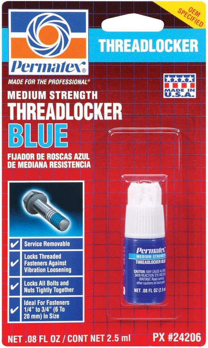 Permatex Threadlocker - Medium Strength, Blue, 10mL