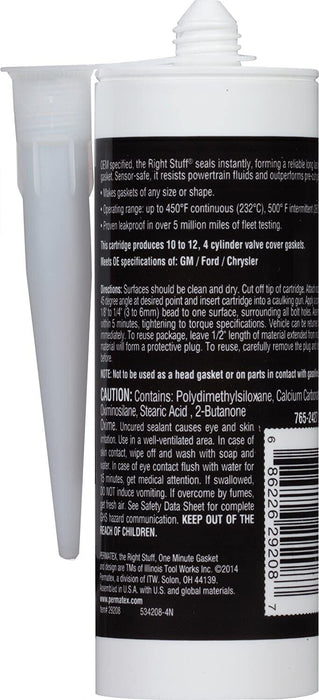 Permatex 29208 The Right Stuff One Minute Black Gasket Maker 5oz Cartridge