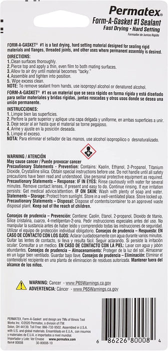 Permatex Form-A-Gasket Sealant No.1 85g Fast Drying Hard Setting Gasket Sealant